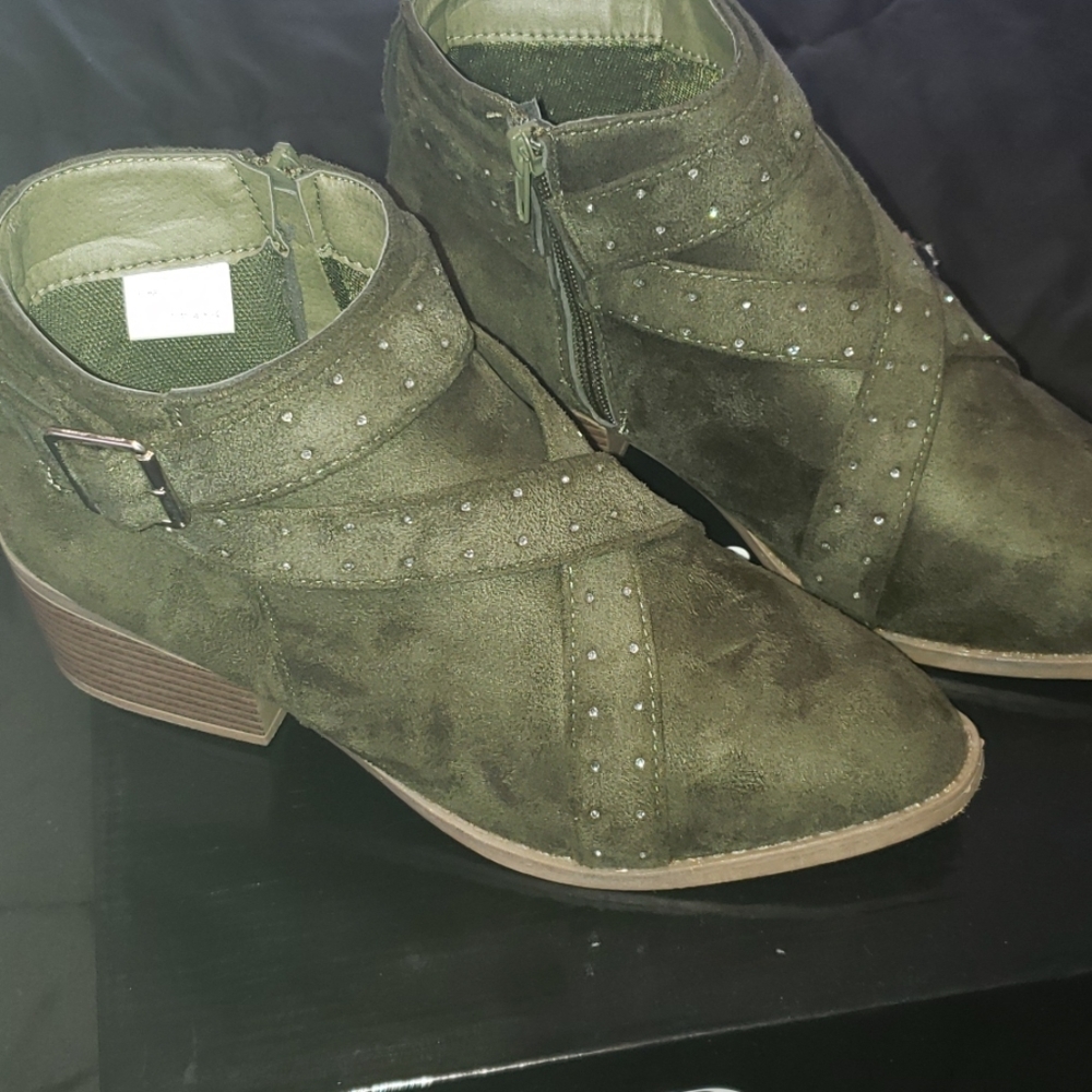 Olive green booties